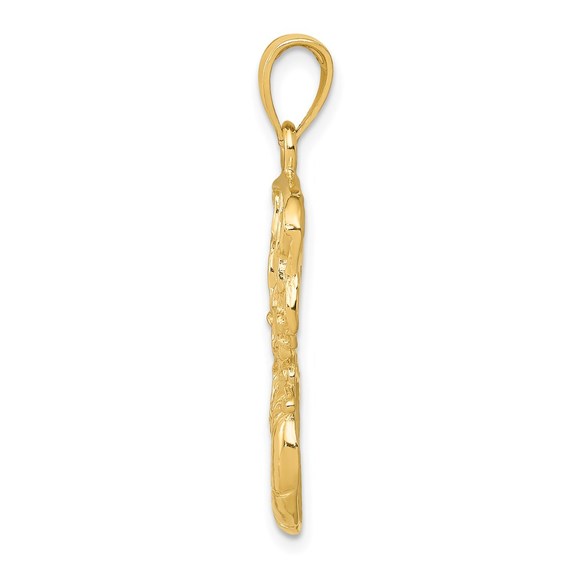 14k Yellow Gold Genuine Sports Swoosh Basketball and Net Necklace Charm Pendant - Picture 3 of 5
